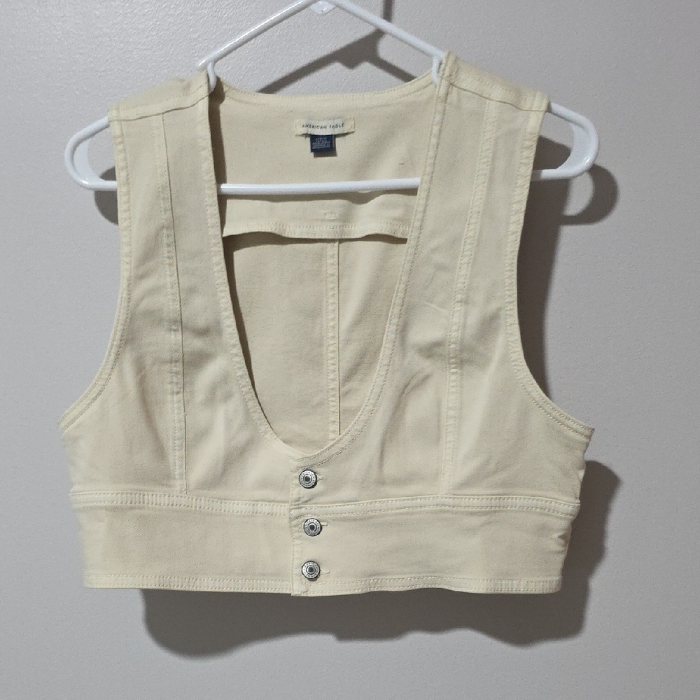 American Eagle Outfitters Cream Button-Front Tank Top